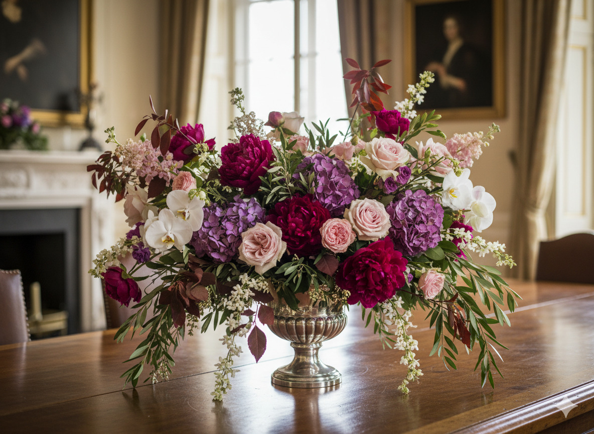 Luxe seizoensarrangement met gemengde bloemen